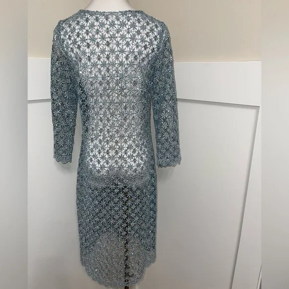 Cachet Light Metallic Blue Lace Sequin Size Small - Picture 4 of 11